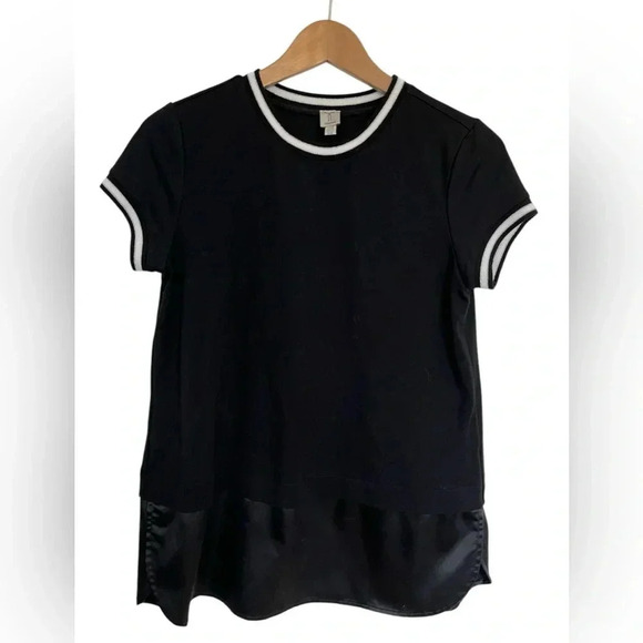 Tristan Black Crew Neck Cuffed Sleeve T-Shirt - Picture 1 of 5